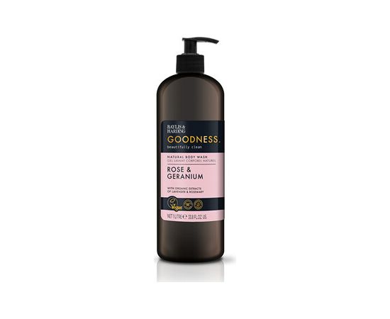 Baylis & Harding Rose & Geranium Natural Body Wash ( Růže & Geránium ) - Sprchový gel 1000ml Ķermeņa kosmētika