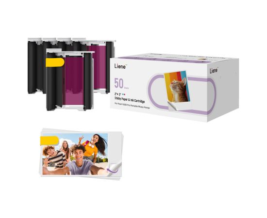 Liene 2x3" Photo Paper, 50 sheets + 5 ink cartridges Фото принтер