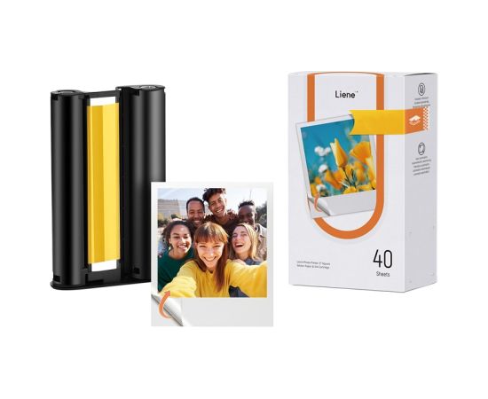 Liene Amber 3x3" Self-Adhesive Photo Paper, 40 Sheets + 1 Refill Фото принтер
