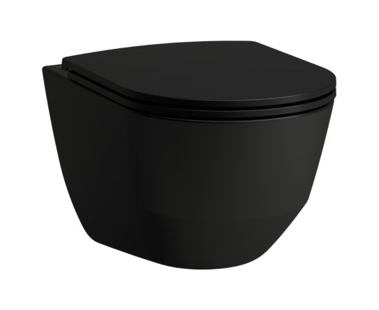 Laufen pods ar QR/SC slim vāku Pro rimless, stiprināms pie sienas, 360x530 mm, matēts melns Podi pie sienas