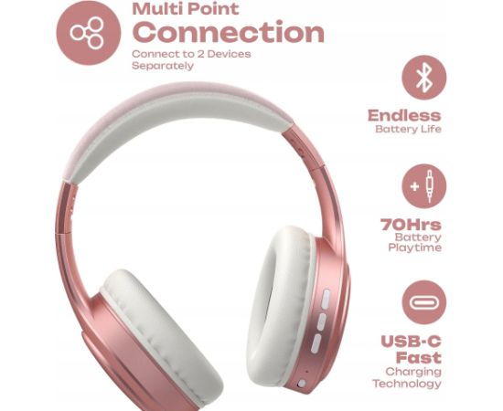 Austiņas PowerLocus Bluetooth Headphones P19 Rose Gold Jaunumi - Datori