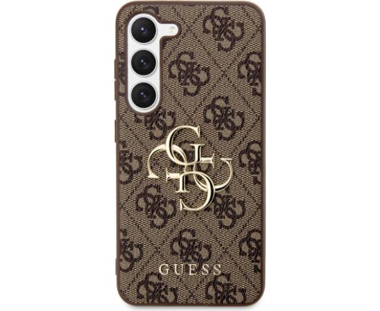 Guess PU 4G Metal Logo Case Aizsargapvalks priekš Samsung Galaxy S23 / bruns Neoriģinālie Maciņi