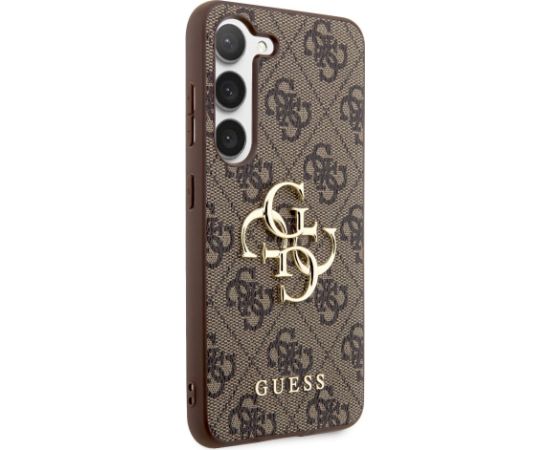 Guess PU 4G Metal Logo Case Aizsargapvalks priekš Samsung Galaxy S23 / bruns Neoriģinālie Maciņi