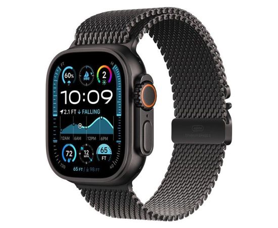 Apple Watch Ultra 2, 49 mm, Titanium Milanese Loop, Large, black titanium / black - Smartwatch Smart-Watch Умные часы