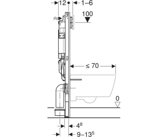 Geberit Duofix elements sienas tualetes podam, 112 cm, ar Sigma 12 cm zemapmetuma skalojamo tvertni, smaku nosūcei ar izplūdes gaisu - gab. Встроенные фреймы