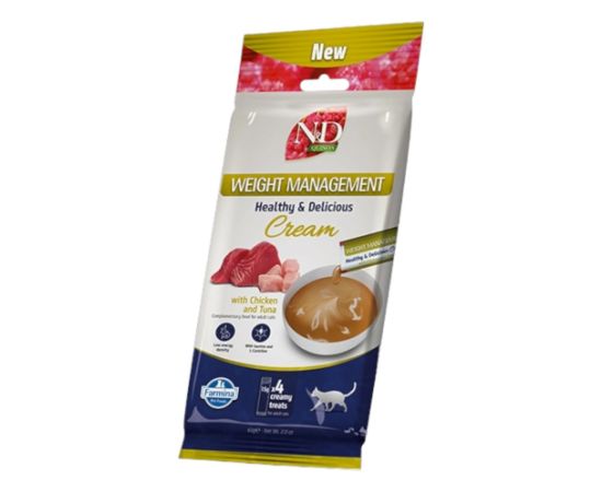 FARMINA N&D Quinoa Cat Weight Management Cream with Chicken & Tuna box – cat treat – 4x15g Kaķu konservi
