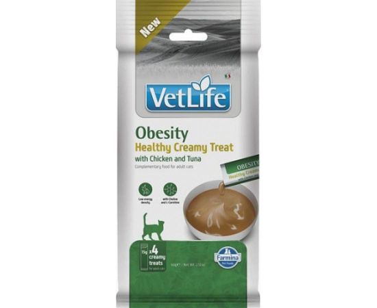 FARMINA VET LIFE CAT OBESITY CREAMY TREAT WITH CHICKEN & TUNA 60gr Kaķu konservi