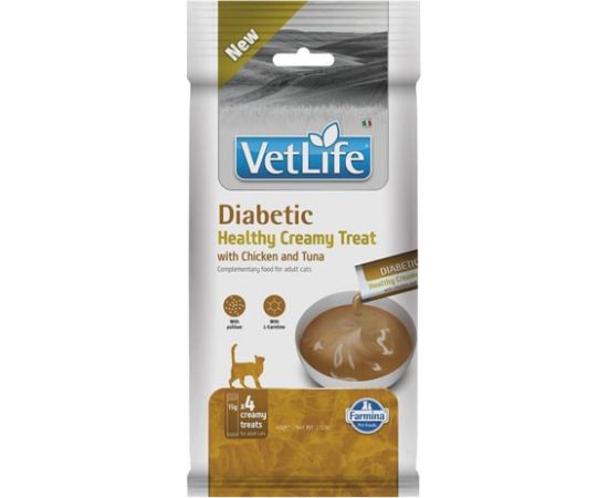 FARMINA VET LIFE CAT DIABETIC CREAMY TREAT WITH CHICKEN & TUNA 60gr Kaķu konservi
