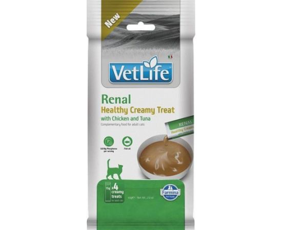 FARMINA VET LIFE CAT RENAL CREAMY TREAT WITH CHICKEN & TUNA 60gr Kaķu konservi