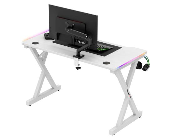 Biurko Huzaro Hero 2.3 RGB White Gaming galdi
