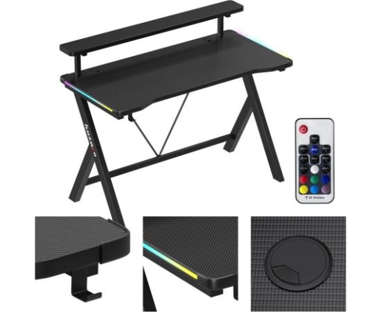 Biurko Huzaro Hero 1.9 RGB Black Gaming galdi