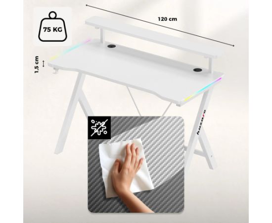 Biurko Huzaro Hero 1.9 RGB White Gaming galdi