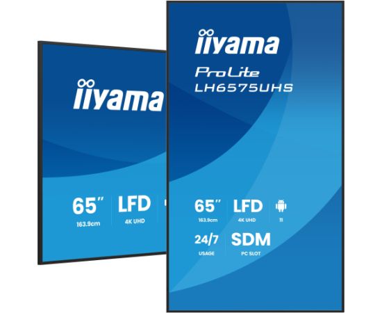 Iiyama LH6575UHS-B2AG 65" 4K UHD Professional Digital Signage 24 7 display featuring Android OS, FailOver and Intel® SDM slot   LH6575UHS-B2AG Промышленные мониторы IPS / DSP