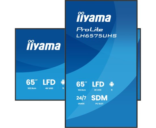 Iiyama LH6575UHS-B2AG 65" 4K UHD Professional Digital Signage 24 7 display featuring Android OS, FailOver and Intel® SDM slot   LH6575UHS-B2AG Промышленные мониторы IPS / DSP
