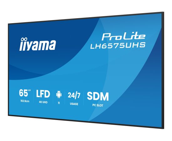 Iiyama LH6575UHS-B2AG 65" 4K UHD Professional Digital Signage 24 7 display featuring Android OS, FailOver and Intel® SDM slot   LH6575UHS-B2AG Промышленные мониторы IPS / DSP