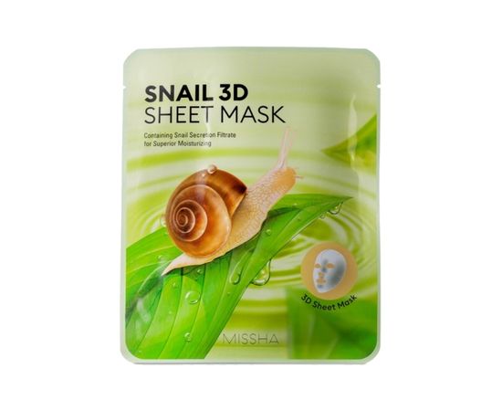 Missha Snail 3D Sheet Mask - Hydratační pleťová maska se šnečím extraktem 23.0g Косметика для тела
