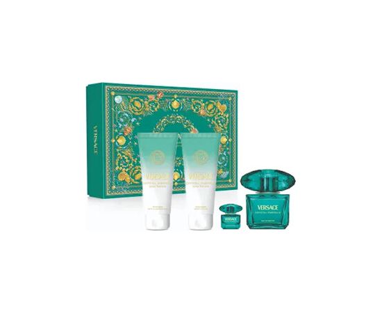 Versace Crystal Emerald Dárková sada EDP 90 ml, miniaturka EDP 5 ml, sprchový gel 100 ml a tělové mléko 100 ml 90ml Dāvanu komplekti