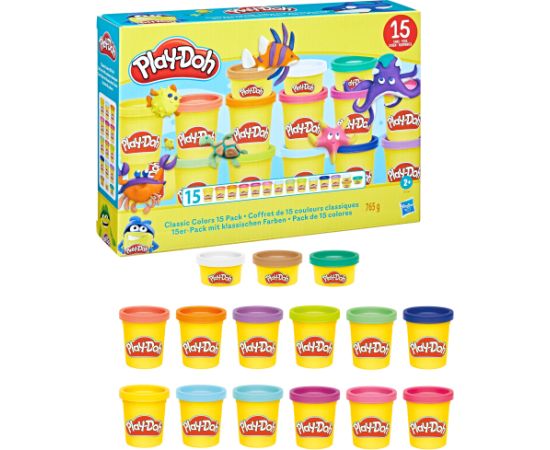 PLAY-DOH Plastilīns Klasiskās krāsas, 15 gab. Radošās rotaļlietas