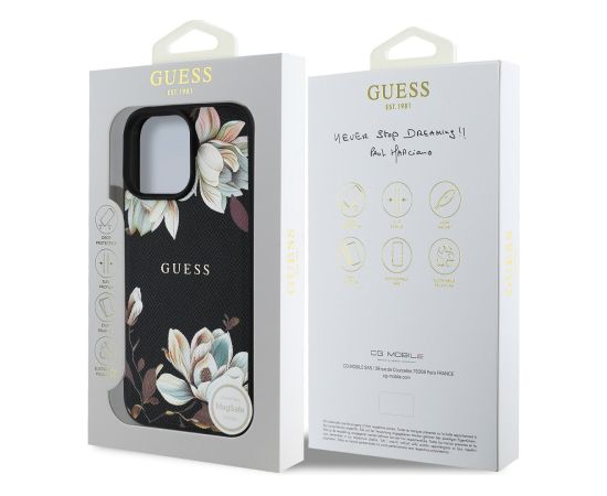 Guess PU Grained Magnolia MagSafe Maciņš priekš Apple iPhone 16 Pro Neoriģinālie Maciņi