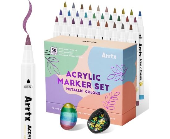 Acrylic Marker Pens ARRTX 30F, 30 Metallic Colours Marķieri