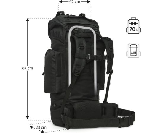NC3901 EAGLE TAKTISKĀ MUGURSOMA MELNA 70L NILS CAMP Mugursomas
