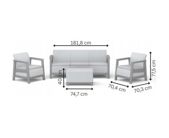 Keter Dārza mēbeļu komplekts Scandi Linea 3 Seater Set gaiši pelēks/tumša tērauda pelēks Jaunumi -Dārzam