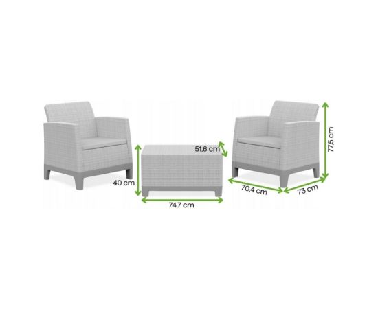 Keter Dārza mēbeļu komplekts Scandi Forma Balcony Set oļu pelēks/gaiši bēšs Jaunumi -Dārzam