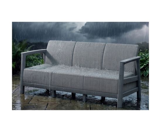 Keter Dārza dīvāns trīsvietīgs Scandi Linea 3 Seater Sofa gaiši pelēks/tumša tērauda pelēks Dārza dīvāni 