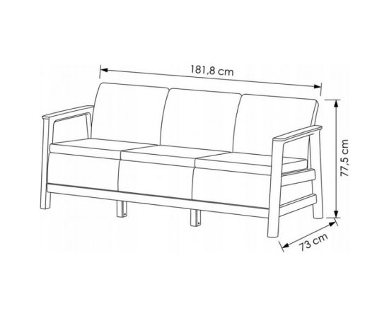 Keter Dārza dīvāns trīsvietīgs Scandi Linea 3 Seater Sofa gaiši pelēks/tumša tērauda pelēks Dārza dīvāni 