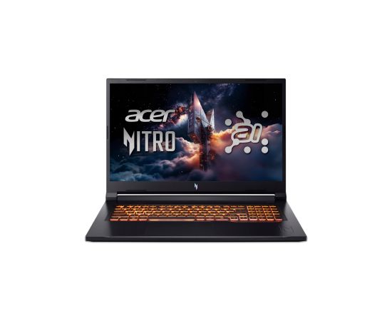 Acer Nitro V 17 AI ANV17-41-R9XF Obsidian Black 17.3 " IPS QHD 2560 x 1440 pixels AMD Ryzen 7 260 32 GB DDR5 Solid-state drive capacity 1000 GB NVIDIA GeForce RTX 5070 GDDR7 8 GB Windows 11 Home 802.11ax Bluetooth version 5.3 Keyboard language US internat Portatīvie datori