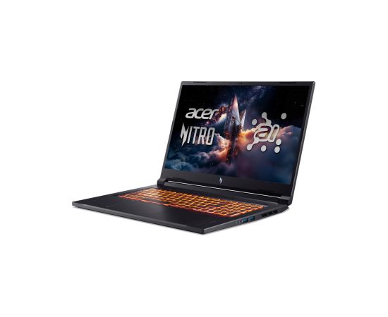 Acer Nitro V 17 AI ANV17-41-R9XF Obsidian Black 17.3 " IPS QHD 2560 x 1440 pixels AMD Ryzen 7 260 32 GB DDR5 Solid-state drive capacity 1000 GB NVIDIA GeForce RTX 5070 GDDR7 8 GB Windows 11 Home 802.11ax Bluetooth version 5.3 Keyboard language US internat Portatīvie datori