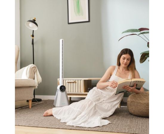 Cecotec EnergySilence 9890 Skyline Bladeless Tower Fan Stand Fan 50 W Diameter 23 cm Number of speeds 3 Oscillation Timer Remote control Grey/White Ventilatori