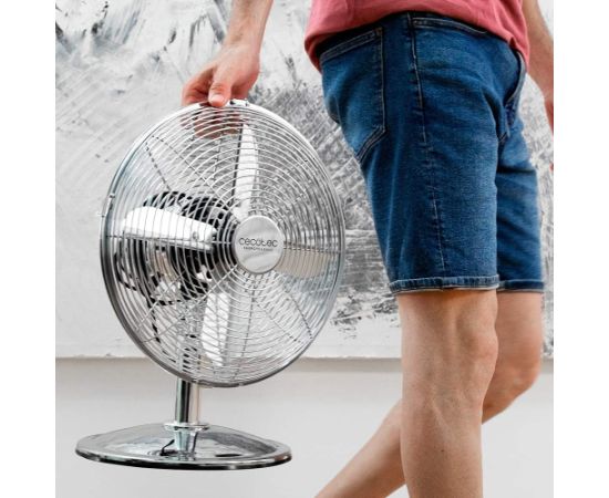 Cecotec EnergySilence 620 RetroDesk Desktop Fan Table Fan 40 W Diameter 30 cm Number of speeds 3 Oscillation Silver Ventilatori