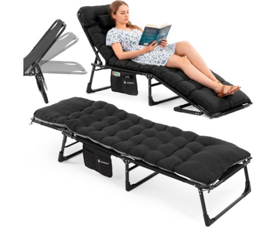 Складная кемпинговая кровать Springos CS0190, чёрная Dārza krēsli