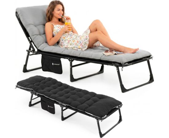 Складная кемпинговая кровать Springos CS0190, чёрная Dārza krēsli