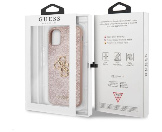 Guess PU 4G Metal Logo Case Aizsargapvalks priekš iPhone 11 rozā Neoriģinālie Maciņi