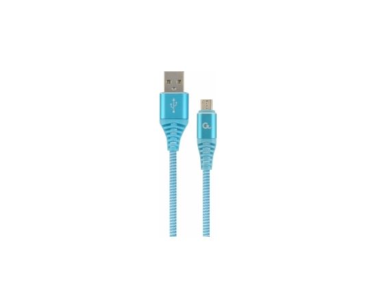 Gembird USB Male - Micro USB Male Premium cotton braided 1m Blue/White Data USB kabeļi