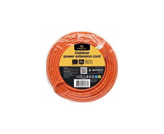 Strāvas Pagarinātājs Gembird 20m Orange Strāvas pagarinātāji