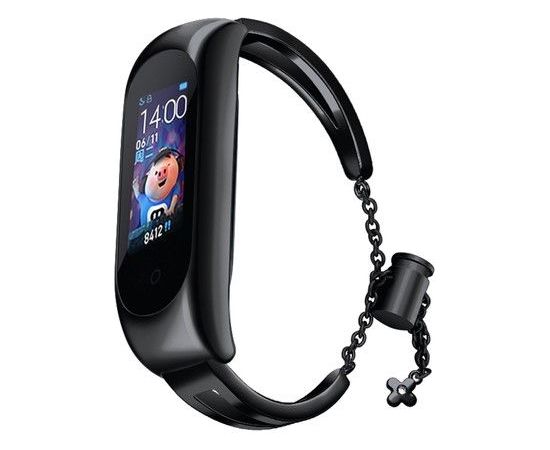 iLike   Metal band bracelet strap for Xiaomi Mi Band 6 / 5 / 4 / 3 Black Smart-Watch aksesuāri