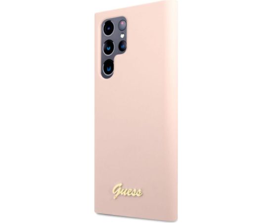 Guess Samsung  Samsung S22 Ultra Silicone Metal Logo Case Pink Neoriģinālie Maciņi