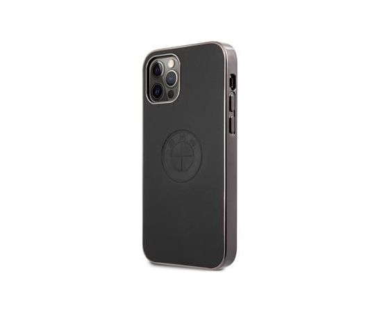BMW Apple  iPhone 12/12 Pro 6.1' Signature Leather Embossed Logo Hard Case Black Neoriģinālie Maciņi