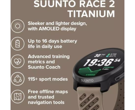 Išmanusis laikrodis SUUNTO RACE 2 TITANIUM TRAIL sportinis laikrodis Rokas pulksteņi 