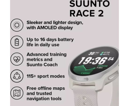 Išmanusis laikrodis SUUNTO RACE 2 FEATHER GRAY sportinis laikrodis sportinis laikrodis Rokas pulksteņi 