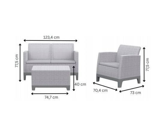 Keter Dārza mēbeļu komplekts Scandi Forma 2 Seater Set gaiši pelēks/tumša tērauda pelēks Jaunumi -Dārzam