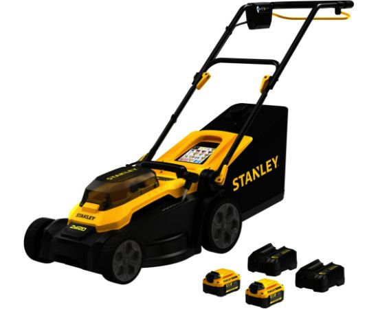 Stanley V20 cordless lawnmower 36Volt (2x18V) (black/yellow, 2x Li-ion battery 4.0Ah) Новинки Для дома и сада 