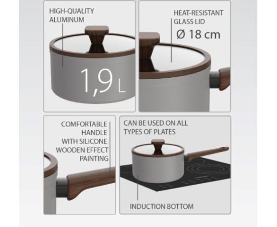 Rondel z pokrywką 18cm, 1,9L MR-1211-18S MAESTRO grey Pannas