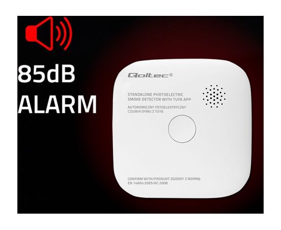 Qoltec 52579 Wireless smoke detector with battery | Tuya | Wi-fi | sensor service life 10 years | alarm 85dB | LED Gudrā māja