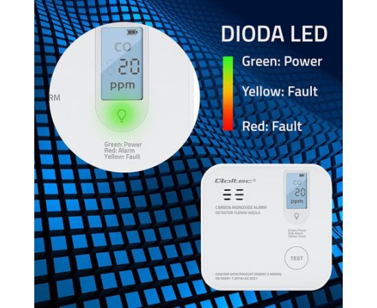 Qoltec 52577 Wireless Carbon monoxide (CO) sensor with battery | sensor service life 10 years | alarm 85dB | LED Умный дом