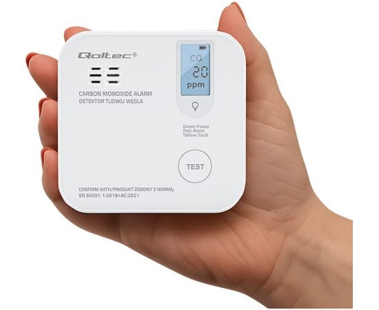 Qoltec 52577 Wireless Carbon monoxide (CO) sensor with battery | sensor service life 10 years | alarm 85dB | LED Умный дом