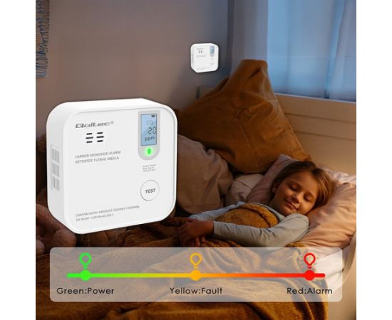 Qoltec 52577 Wireless Carbon monoxide (CO) sensor with battery | sensor service life 10 years | alarm 85dB | LED Умный дом